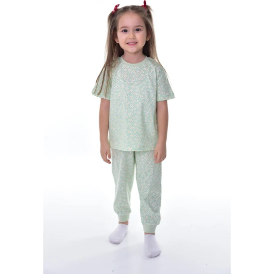 Bunny Hopp %100 Pamuk süprem penye Kumaş sağlığa duyarlı kısa kollu Kız Çocuk Pijama Takımı