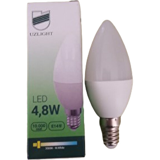 Uzlight 4,8W Sarı Işık LED Ampul E14 Ince Duy 10LU Paket Uzlight