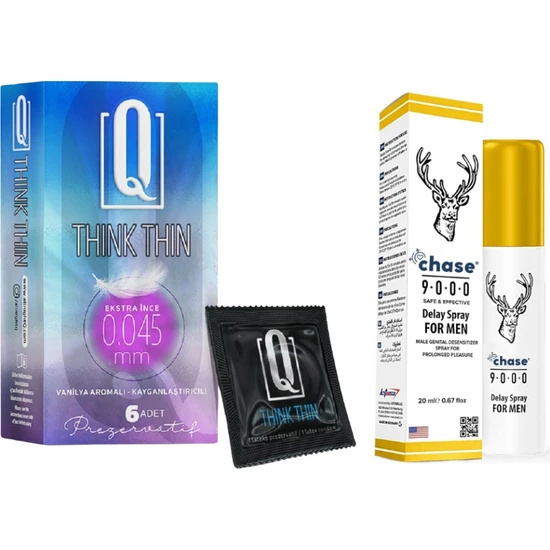 Chase Q Think Thin 6'lı Ekstra Ince Prezervatif + Geciktiricili Sprey