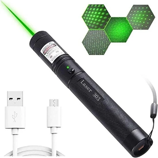 Gaman USB Şarjlı Uzun Menzilli Yeşil Lazer Pointer