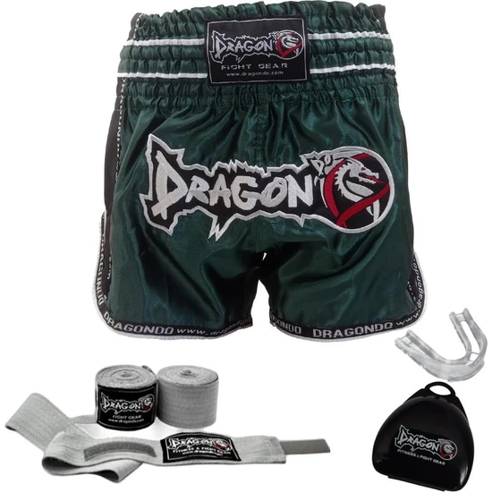 Dragon Do Dragondo Retro Şort Muay Thai Şort ,3,5 Metre Boks Bandajı Prefosyenel Dişlik Set