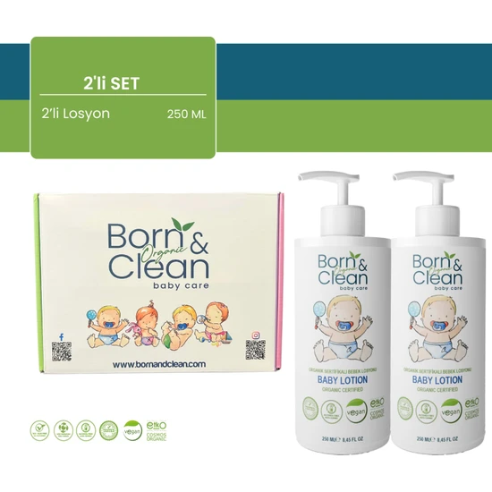 Born And Clean Organik Sertifikalı Bebek Losyonu X2 Adet