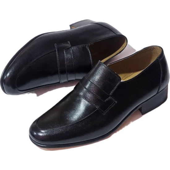 Yetiş Luxury Erkek Tamamen El Yapımı Içi Dışı Hakiki Deri Kösele Taban Rok Erkek Klasik Ayakkabı