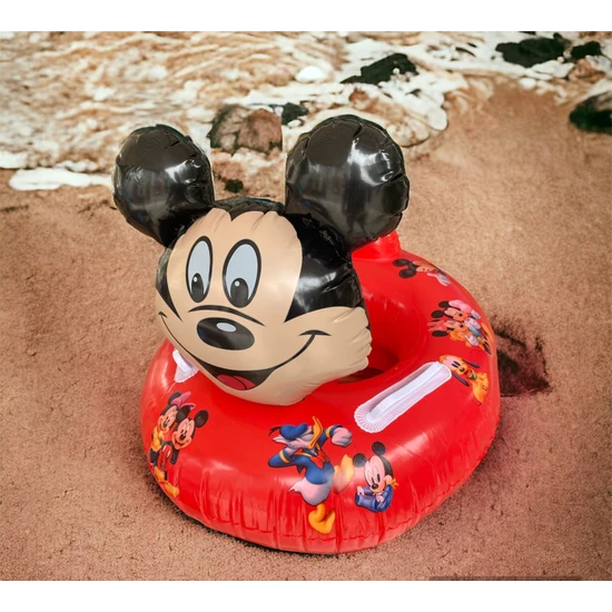 Zvenn Tutunmalı ve Oturmalı Simit Disney Mickey Mouse Figürlü Bebek Çocuk Deniz Havuz Yüzme Simidi