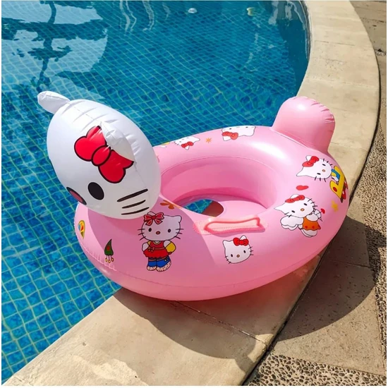Zvenn Tutunmalı ve Oturmalı Simit Hello Kitty Figürlü Bebek Çocuk Deniz Havuz Yüzme Simidi