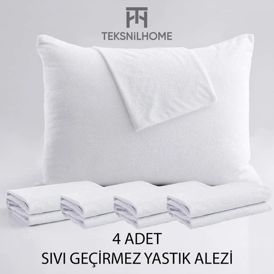 Teksnil Home |  %100 Pamuk Sıvı Geçirmez 4’lü Yastık Alezi Koruyucu | Koruyucu Yastık Kılıfı | 50 x 70 |