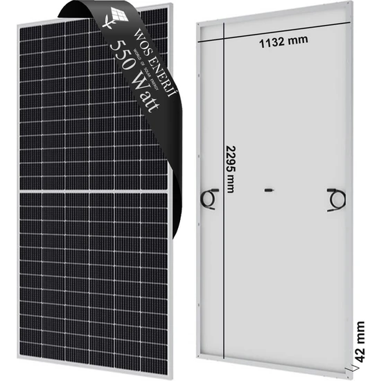 Wos Enerji Güneş Paneli Half Cut 550 Watt Monokristal Perc 144 Hücreli Solar Panel