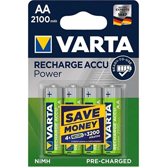 VARTA 2100mAh AA Şarj Edilebilir 4'lü Pil