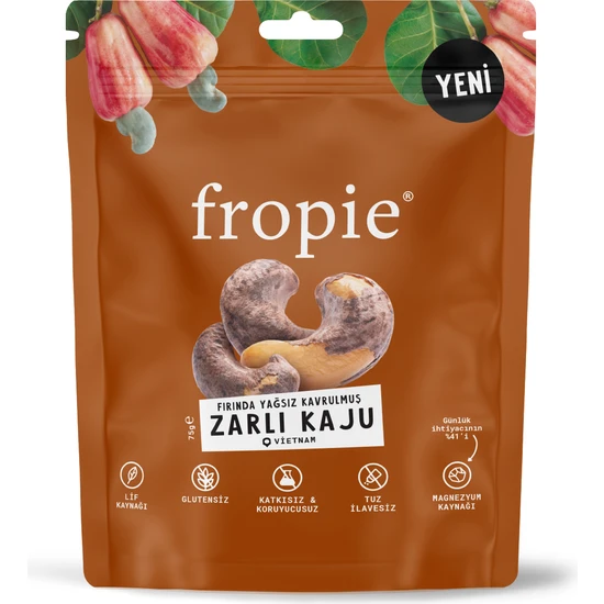 Fropie Fırında Yağsız Kavrulmuş Zarlı Kaju - 75 G