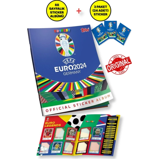 Toyfest Almanya Euro 2024 Avrupa Şampiyonası Match Attax - Resmi Futbolcu Sticker Dergisi + 24 Adet Sticker