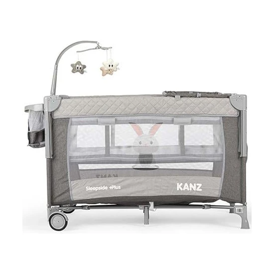 Kanz Sleepside +Plus Anne Yanı Park Yatak ve Oyun Parkı Gri