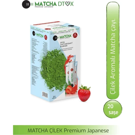 Match Matcha Premium Japanese Çilek Aromalı Detox Burner Form Matcha Çayı 1 Kutu