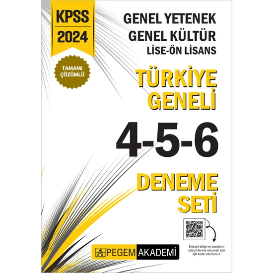 Pegem Akademi Yayıncılık 2024 KPSS Genel Yetenek Genel Kültür Lise-Ön Lisans Tamamı Çözüml