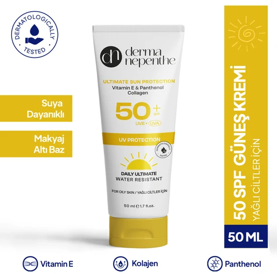 Derma Nepenthe 50+ Spf Yüksek Koruyucu Güneş Kremi - Sebum Dengeleyici, Matlaştırıcı - Yağlı Ciltler İçin 50 ml