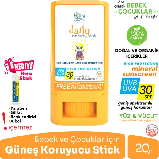 Babyton Doğal Güneş Koruyucu Stick 30 Spf