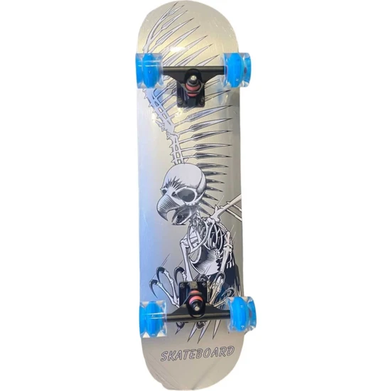 Nidage Skateboard Profesyonel Zımparalı Silikon Tekerli Işıklı Kaykay Mavi