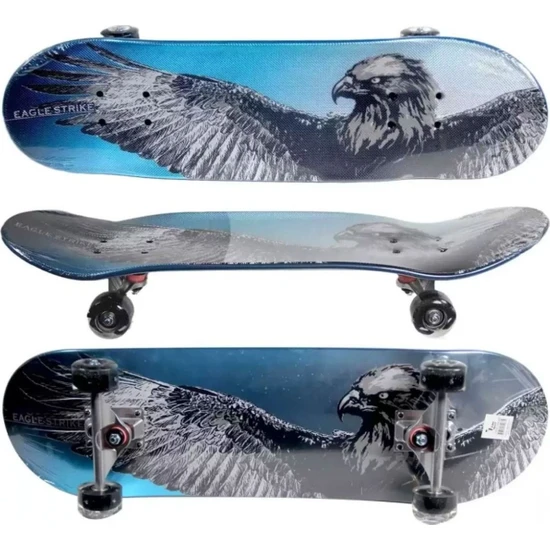 Nidage Çok Renkli Çok Renkli Büyük Boy Işıklı Desenli Kaykay 4 Teker Tek Ebat Skateboard Skateboard