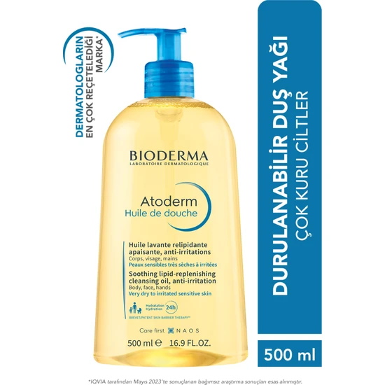 Bioderma Atoderm Shower Oil Kuru Cilt Nemlendirici Besleyici Duş Yağı Niasinamid Bebek Çocuk Yetişkin 500 ml