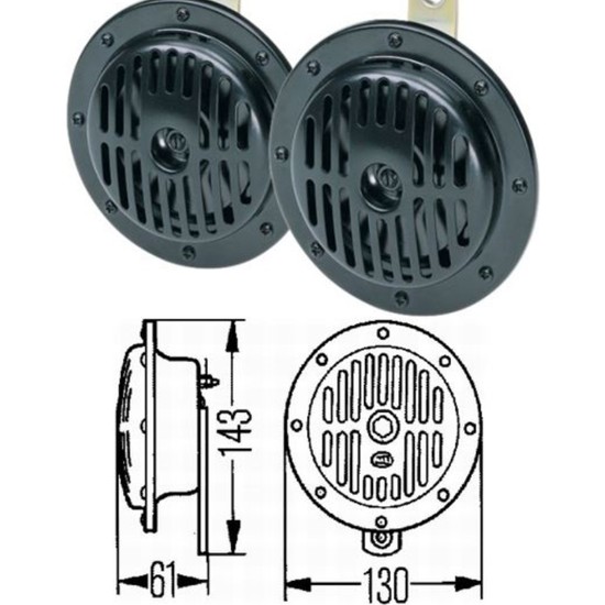 HELLA 3BA 922 200-817 Claxon - B36 - 24V - Frequentiebereik: 400Hz - Beugelbevestiging