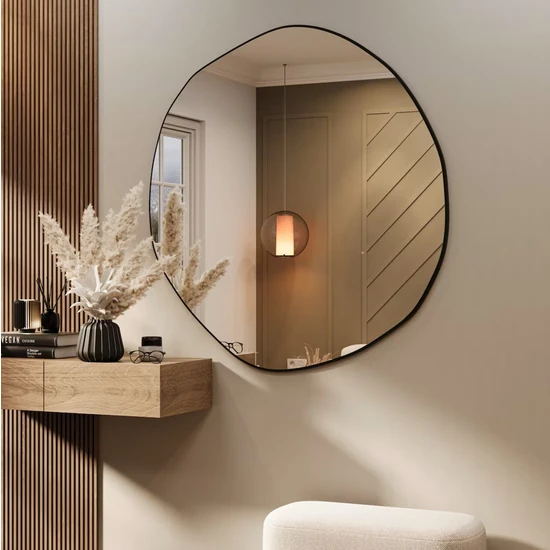 Ant Home Arya Ayna Asimetrik Ayna, Dekoratif Ayna, Duvar Aynası Banyo Aynası Holl Aynası 70CM