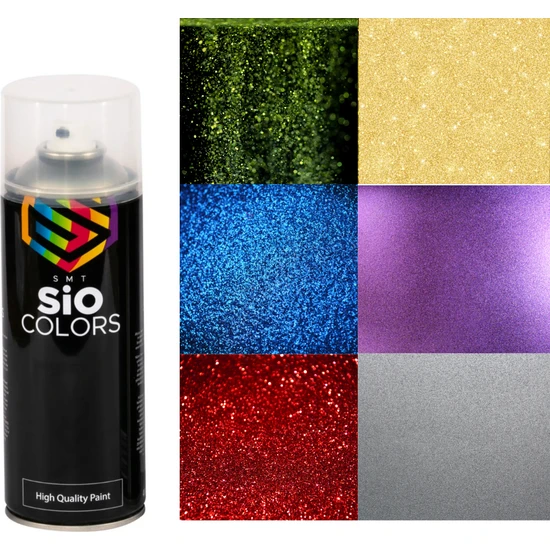 Sio Colors Simli Metalik Sprey Boya Extra Pigmentli Özel Yapım 400 ml (Araba-Metal-Ahşap-Plastik)