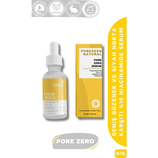 Pureseed Natural Pore Zero Geniş Gözenek ve Siyah Nokta Karşıtı %10 Niacinamide Serum 30 ml