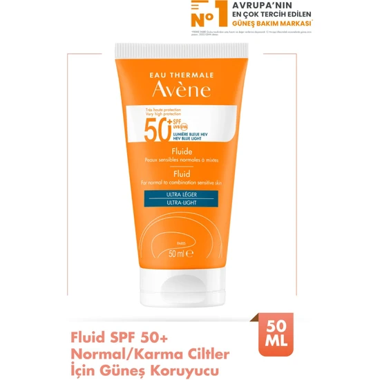 Avene Fluid SPF 50+ Normal ve Karma Ciltler için Güneş Koruyucu 50 ml