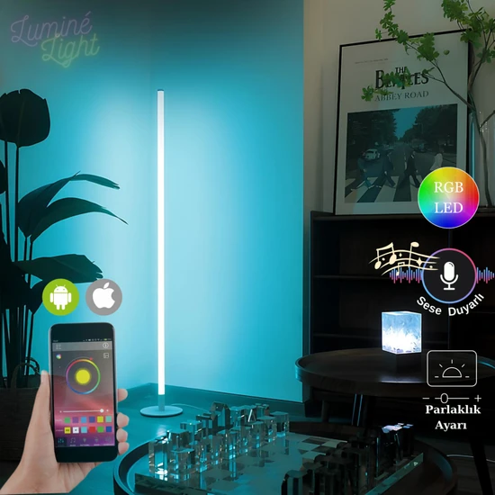 Lumine Light LAMBADER Mobil Uygulama Kontrollü Bluetooth RGB Lambader (100 CM-SİYAH)