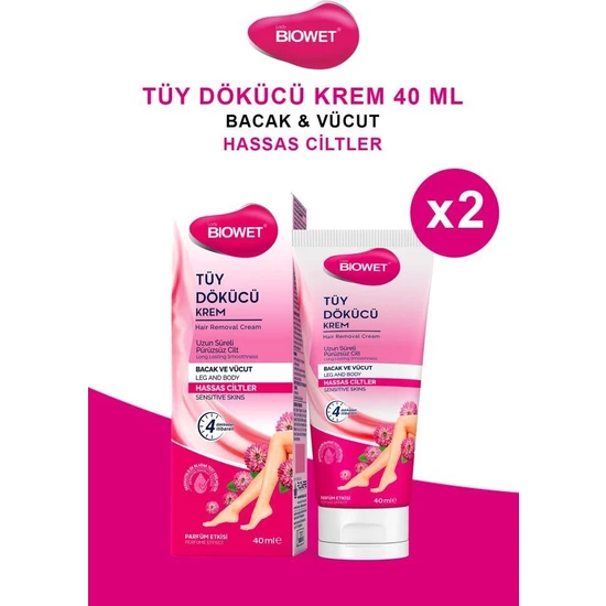 Biowet Tüy Dökücü Krem Hassas Ciltler 40ml X2