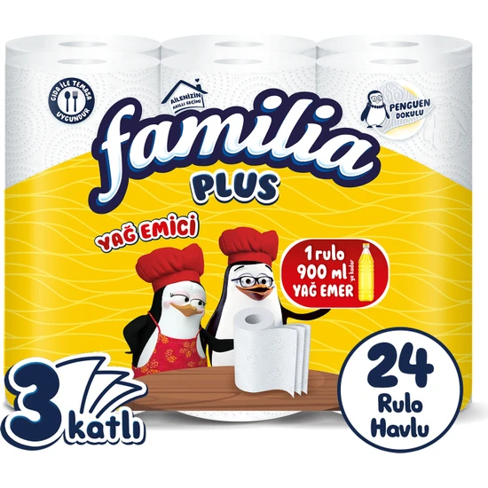 Familia Plus Yağ Emici Kağıt Havlu 24 Rulo (6 Rulo x 4 Paket)