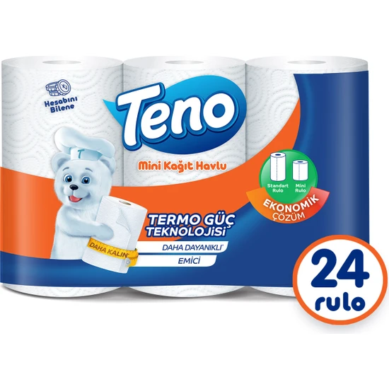 Teno Mini Kağıt Havlu 24 Rulo (3 Rulo x 8 Paket)