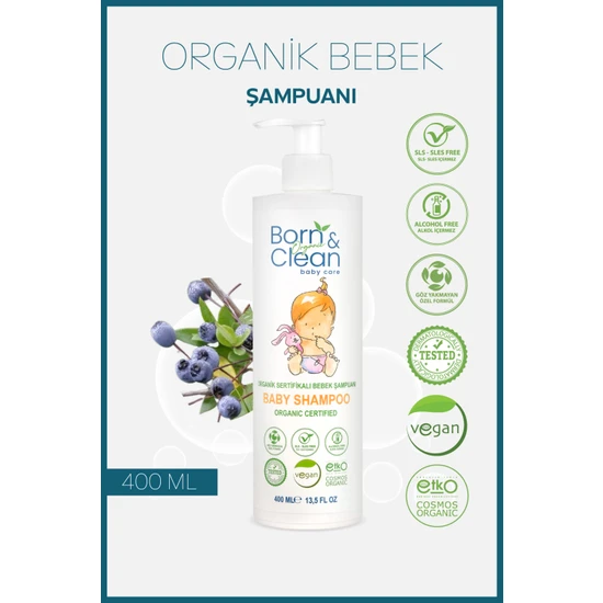 Born and Clean Organik Sertifikalı Bebek Şampuanı 400ml