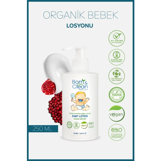 Born And Clean Organik Sertifikalı Bebek Losyonu 250 ml