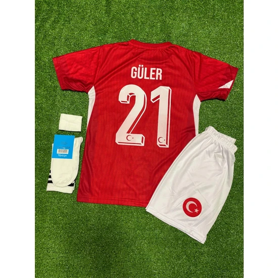 BySportakus Türkiye Euro 2024 Arda Güler Iç Saha Çocuk Forması 4'lü Set (Red)