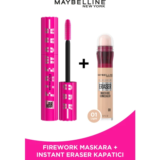 Maybelline New York Lash Sensational Firework Maskara + Maybelline New York Instant Anti Age Eraser Kapatıcı - 01 Light