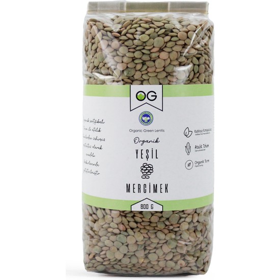 OG natural Organik Yeşil Mercimek 800 Gr Bebekler İçin Sağlıklı Besin Kaynağı