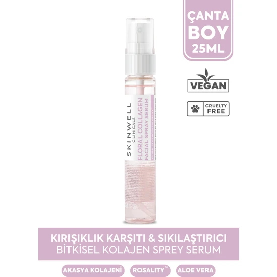 SKINWELL Sıkılaştırıcı Etki Bitkisel Kolajen - Gül Ekstrakt İçerikli Yüz Bakım Sprey Serum 25 ml