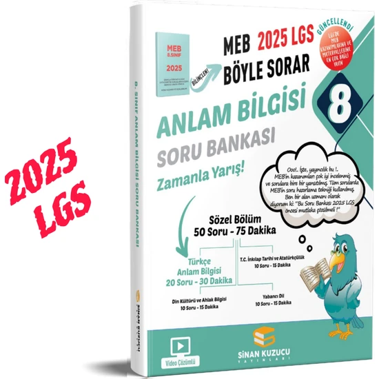 Sinan Kuzucu Yayınları 8. Sınıf 2025 LGS MEB Böyle Sorar Anlam Bilgisi Soru Bankası Video Çözümlü