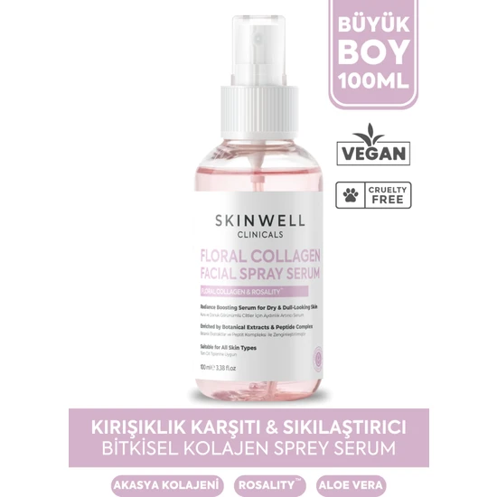 SKINWELL Sıkılaştırıcı Etki Bitkisel Kolajen - Gül Ekstrakt Içerikli Yüz Bakım Sprey Serum 100 ml