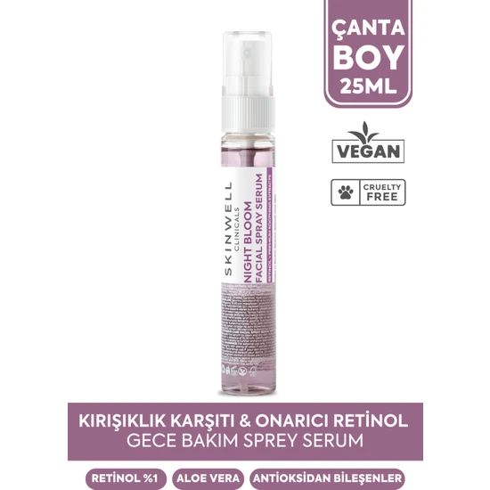 SKINWELL Gece Yoğun Bakım Retinol İçerikli Yüz Bakım Sprey Serum 25 ml