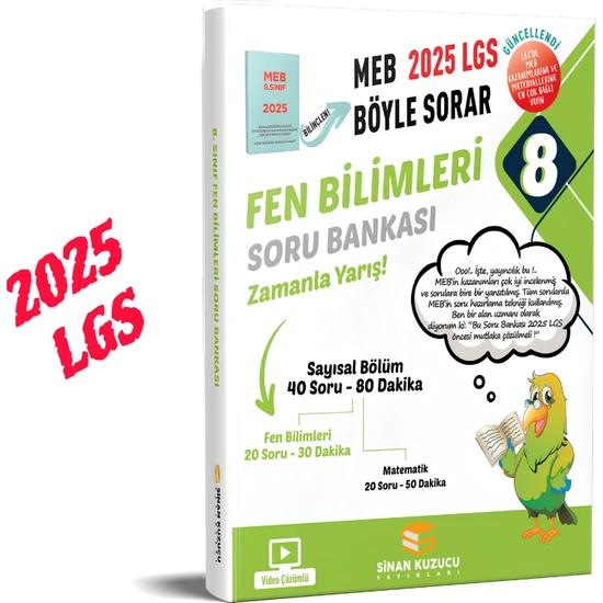 Sinan Kuzucu Yayınları 8. Sınıf 2025 LGS MEB Böyle Sorar Fen Bilimleri Soru Bankası Video Çözümlü