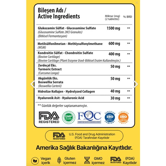 Anocin 1500 mg Msm Kondroitin Glucosamine Collagen Complex Fiyatı