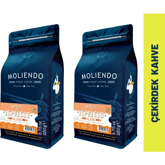 Moliendo Finest Coffee Moliendo Amalfi Espresso Blend Kahve Avantaj Paketi (Çekirdek Kahve) 2*250 G