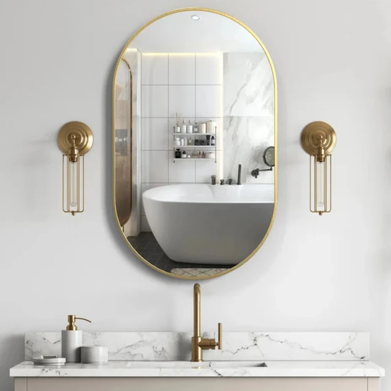 Ant Home Model Alfa Dekoratif Ayna Duvar Aynası Konsol Aynası Banyo Aynası Holl Aynası Mdf Elips Ayna