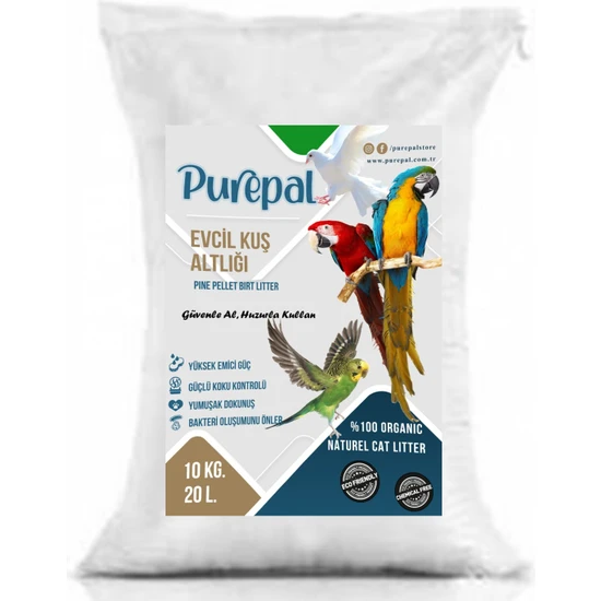 Purepal Doğal Çam Pelet Evcil Kuş Altlığı 10 kg 20 L