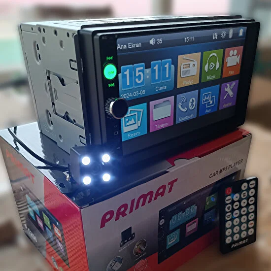 Primat Türkçe Menü Double Teyp 7inç Bluetooth USB Sd + Işıklı Kameralı
