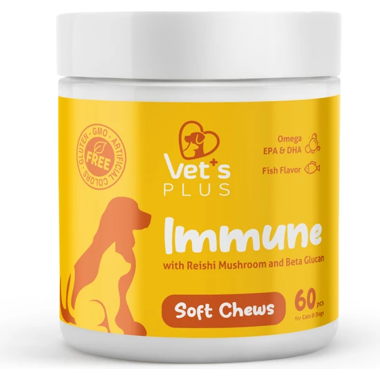 Vet's Plus Immune Çiğnenebilir Tablet 60'lı (Kedi ve Köpekler için Immune Bağışıklığı Destekleyici)