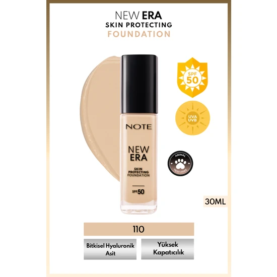 Note New Era Skin Protecting 110 Soft Ivory Nemlendirici Etkili Spf 50 Hyaluronik Asitli Fondöten