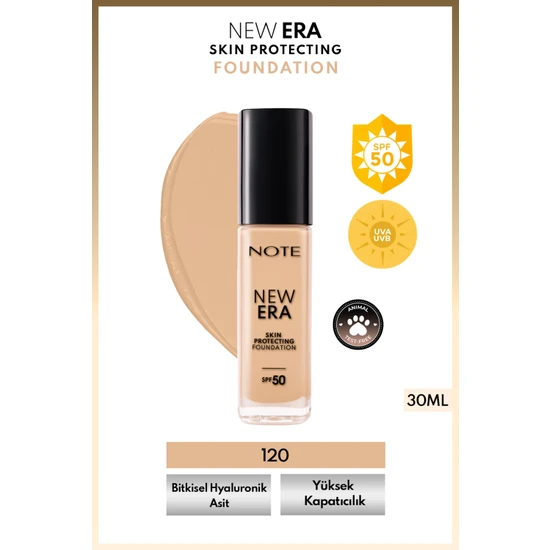 Note New Era Skin Protecting 120 Natural Beige Nemlendirici Etkili Spf 50 Hyaluronik Asitli Fondöten