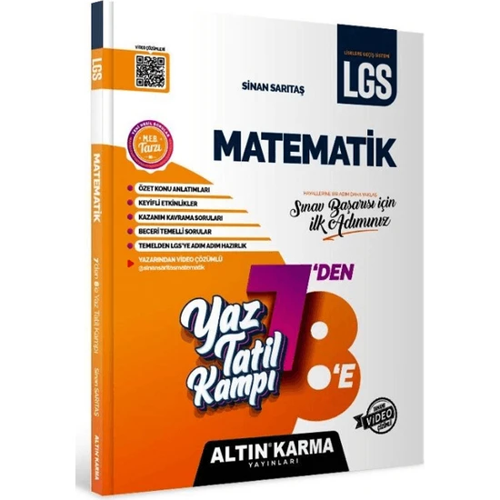 Altın Karma Yayınları Matematik Yaz Tatil Kampı LGS 7.- 8. Sınıf Hazırlık